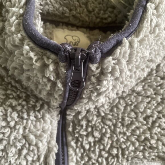 ivory ella sherpa 1/4 zip grey pullover sweatshirt women's medium - Picture 5 of 12